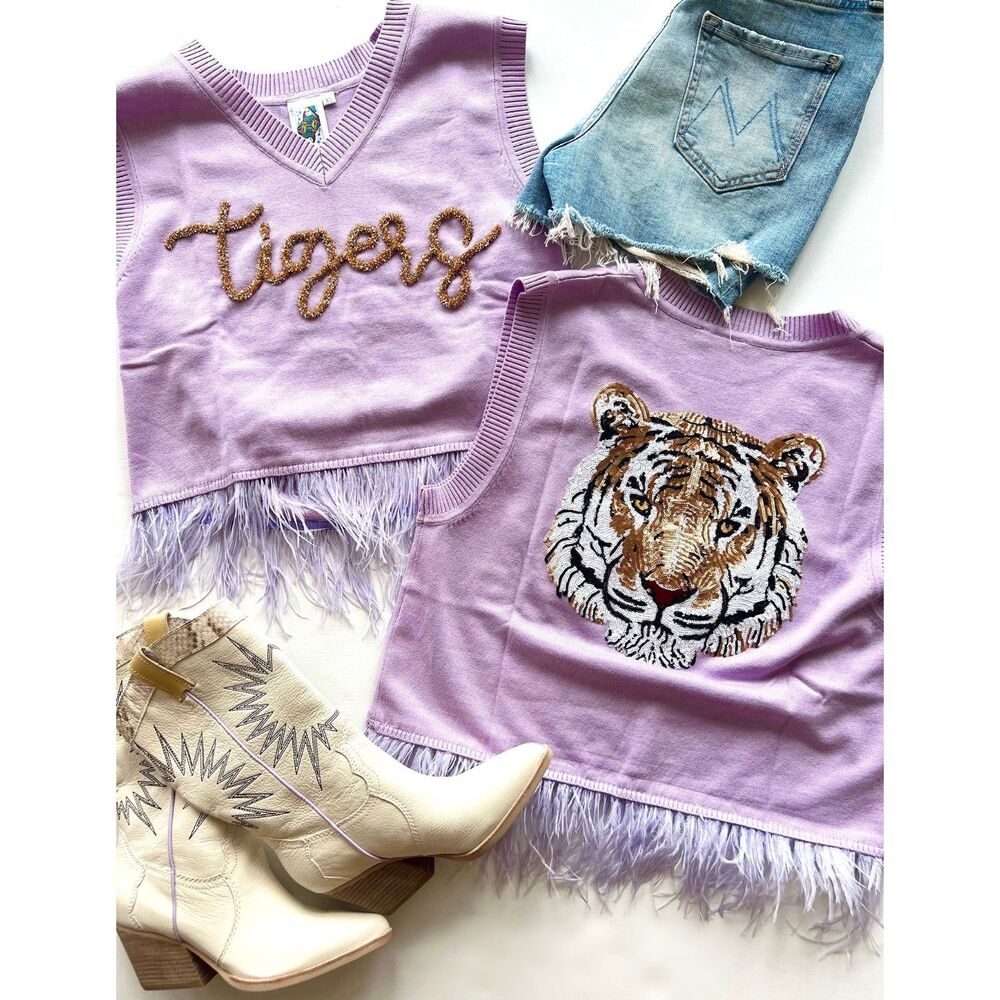 Queen of Sparkles LSU Tigers Sweater Vest – XS